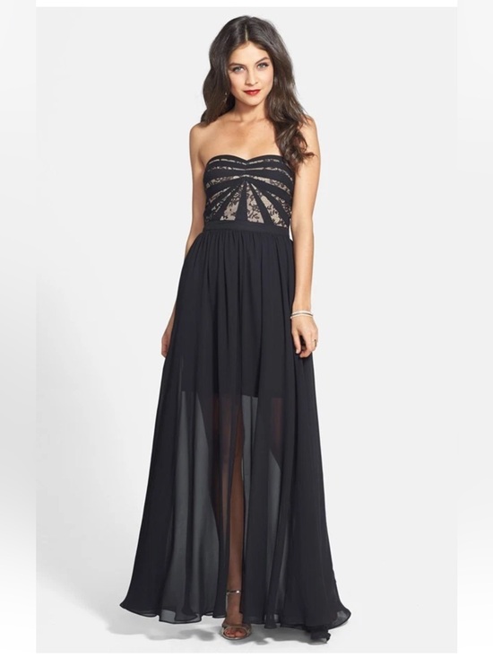 Aidan by Aidan Mattox Dresses & Skirts - Aidan Maddox Chiffon Lace Black Dress Gown